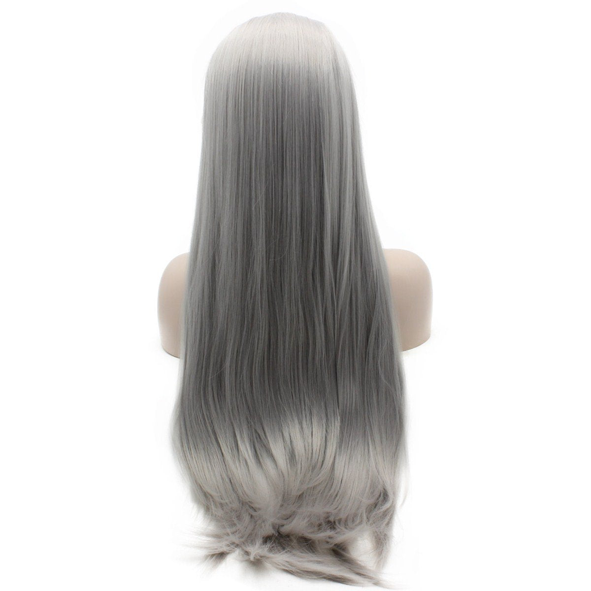 iwonawig Straight Blue Wig Lace Front Synthetic Half Hand Tied Long Light Sky Blue Wig
