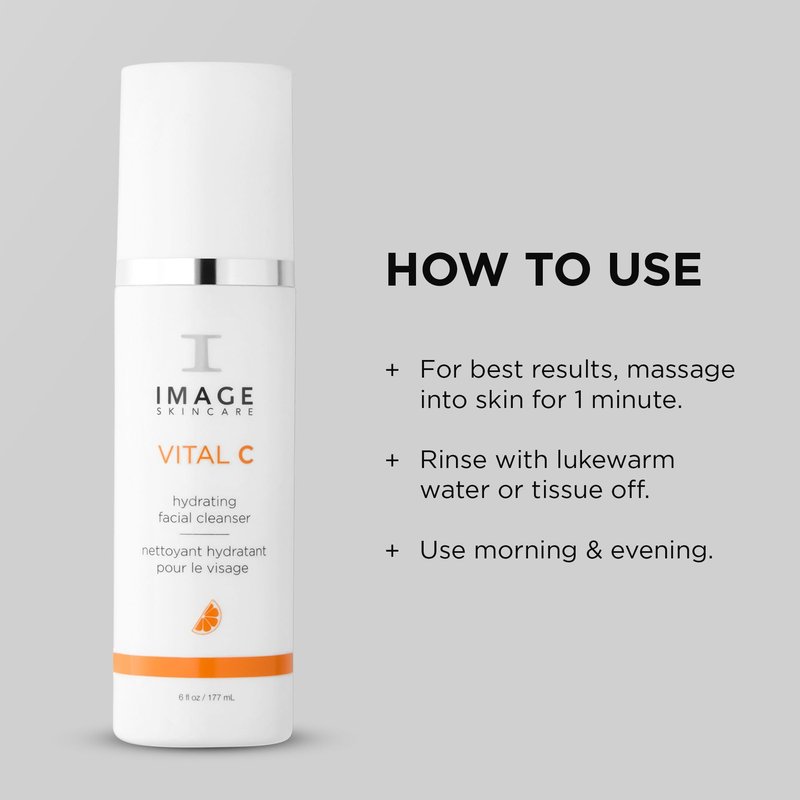 IMAGE Skincare,VITAL C Hydrating Facial Cleanser,Gentle Face Wash with Vitamin C,E and A,6 fl oz,(Pack of 2)