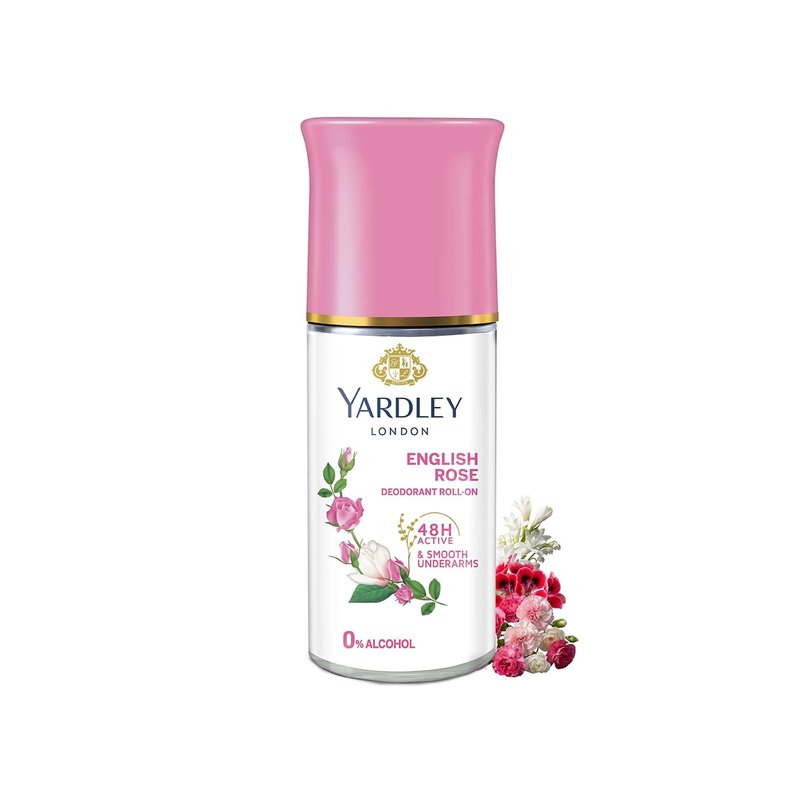 Yardley London English Rose Anti-Perspirant Deodorant Roll-On | 48-Hour Active | Alcohol-Free | 1.7oz (50ml)