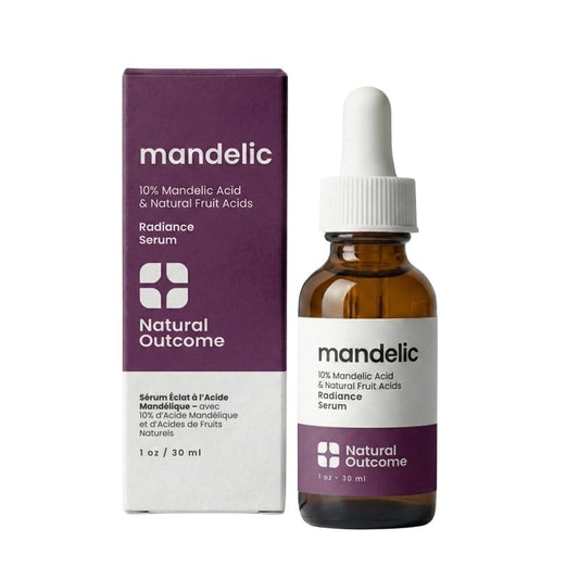 Mandelic Acid Serum 10% | Anti-Aging AHA Facial with Hyaluronic Acid | Targets Fine Lines, Dark Spots, and Wrinkles | Clarifies Acne and Stimulates Natural Collagen Production | 1 Oz Natural Outcome