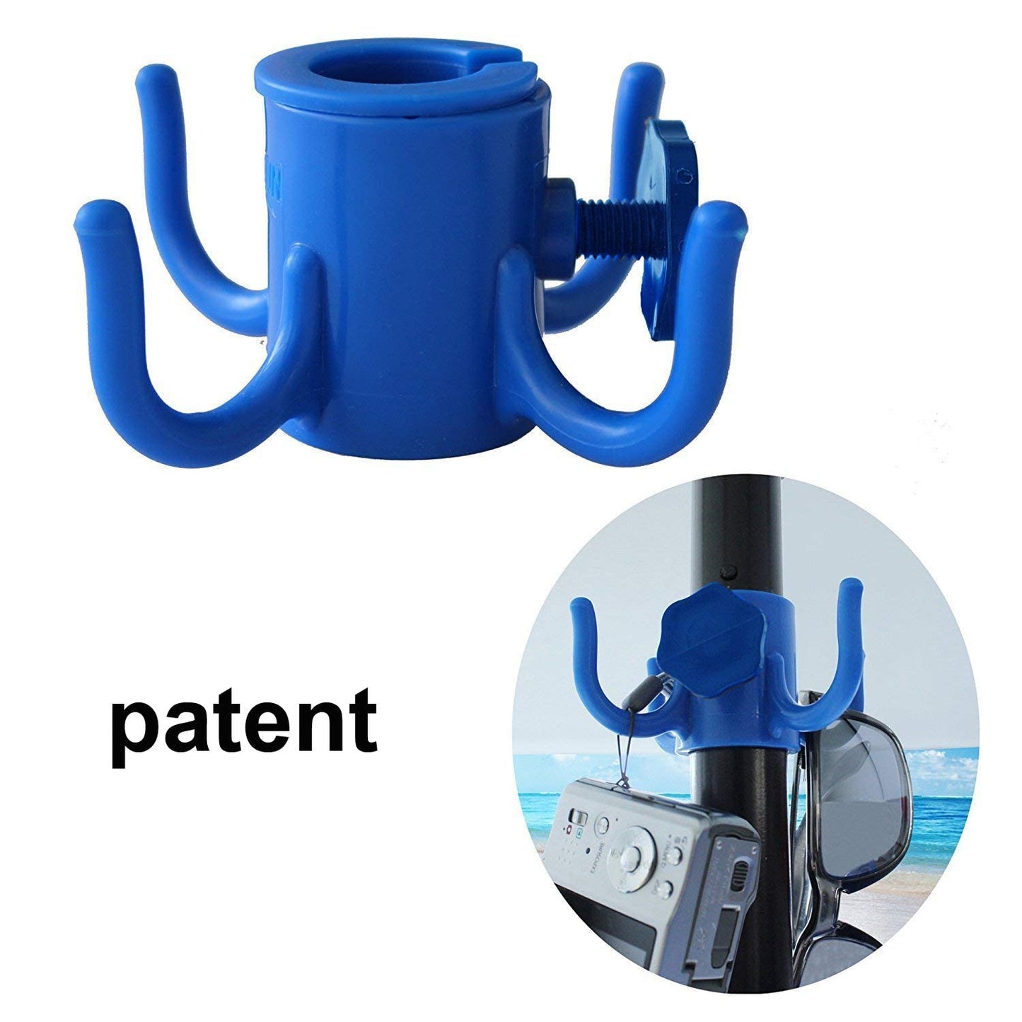 AMMSUN Beach Umbrella Hanging Hook,4-prongs Plastic Umbrella Hook Hanging for Towels /Hats/Clothes/Camera/Sunglasses/ Bags,Fit for Beach,Camping Trips Blue