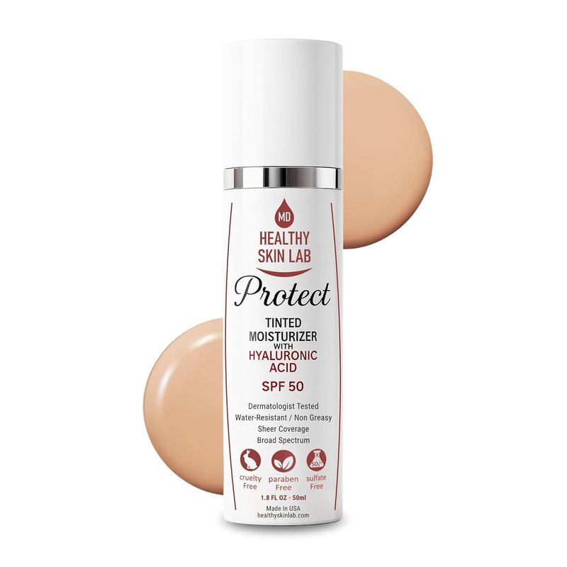 Protect Tinted Moisturizer SPF 50 - Lightweight Hydrating Mineral Sunscreen with Hyaluronic Acid | Sheer Universal Tint, 1.8 oz