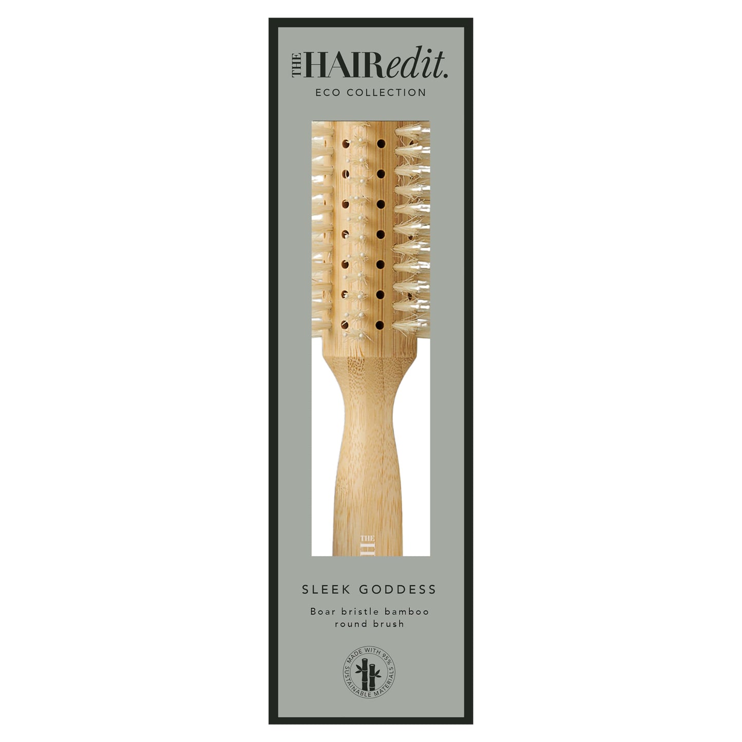 The Hair Edit Sleek Goddess Boar Bristle Bamboo Round Brush,Vented Blowdry Hair Brush for Smooth Shine & Flyaway Control, Distributes Natural Oils, Lightweight Eco-Friendly, Hairbrush for Women