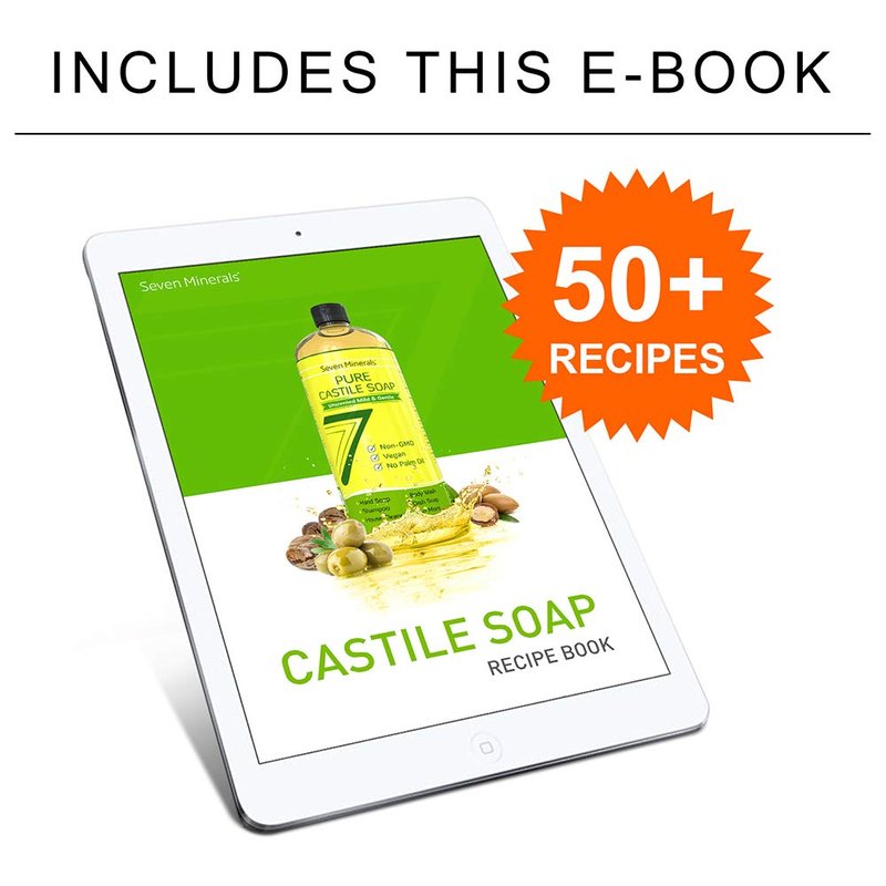 Seven Minerals Pure Castile Soap, Sweet Orange 64oz - No Palm Oil, GMO-Free - Gentle Liquid Soap For Sensitive Skin & Baby Wash - All Natural Vegan Formula with Organic Carrier Oils