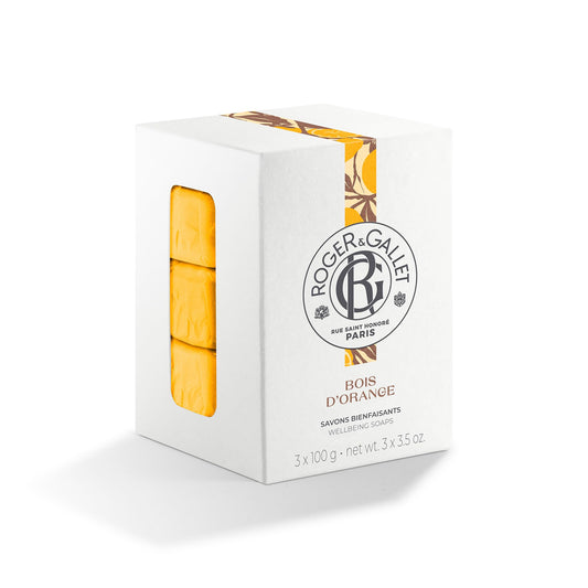 ROGER & GALLET Perfumed Soap Bar – French-Milled Gentle Cleansing Soap with Citrus & Aromatic Fragrance, 99% Natural Origin Ingredients (Bois D'Orange | 3 Pack x 3.5 oz)