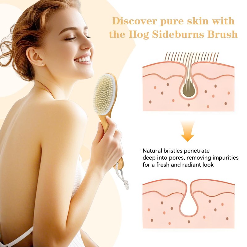 GIWOSK 6 Pack Dry Brushing Body Brush, Soft Natural Bristle Exfoliating Dry Brush with Contoured Wooden Handle for Lymphatic Drainage Cleaning Body Skin Care