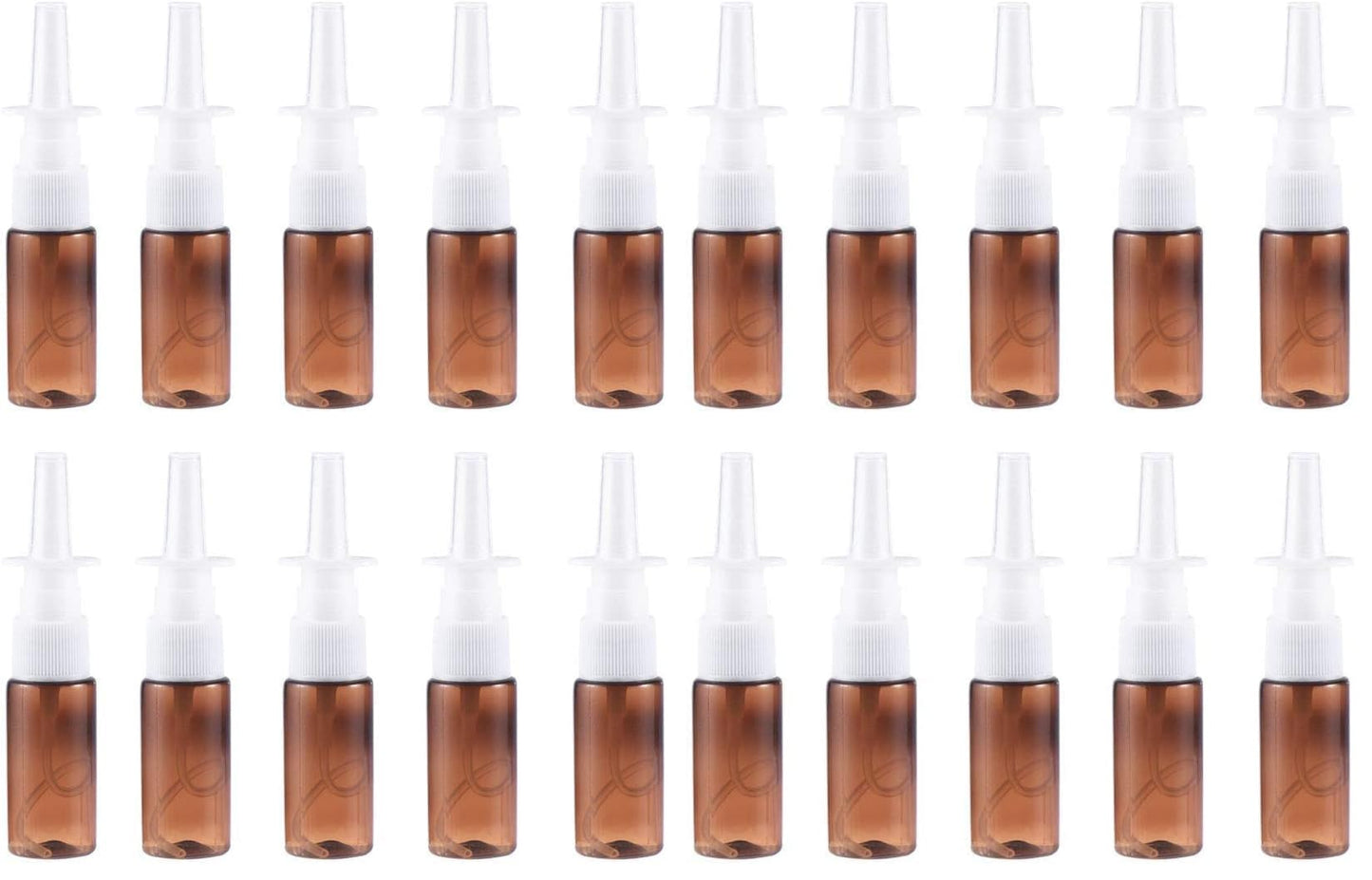 ARTIBETTER Empty Nasal Spray Bottle Amber Plastic Fine Mist Sprayers Refillable Container for Essential Oils Aromatherapy Perfume 15ml 10pcs (Pack of 2)
