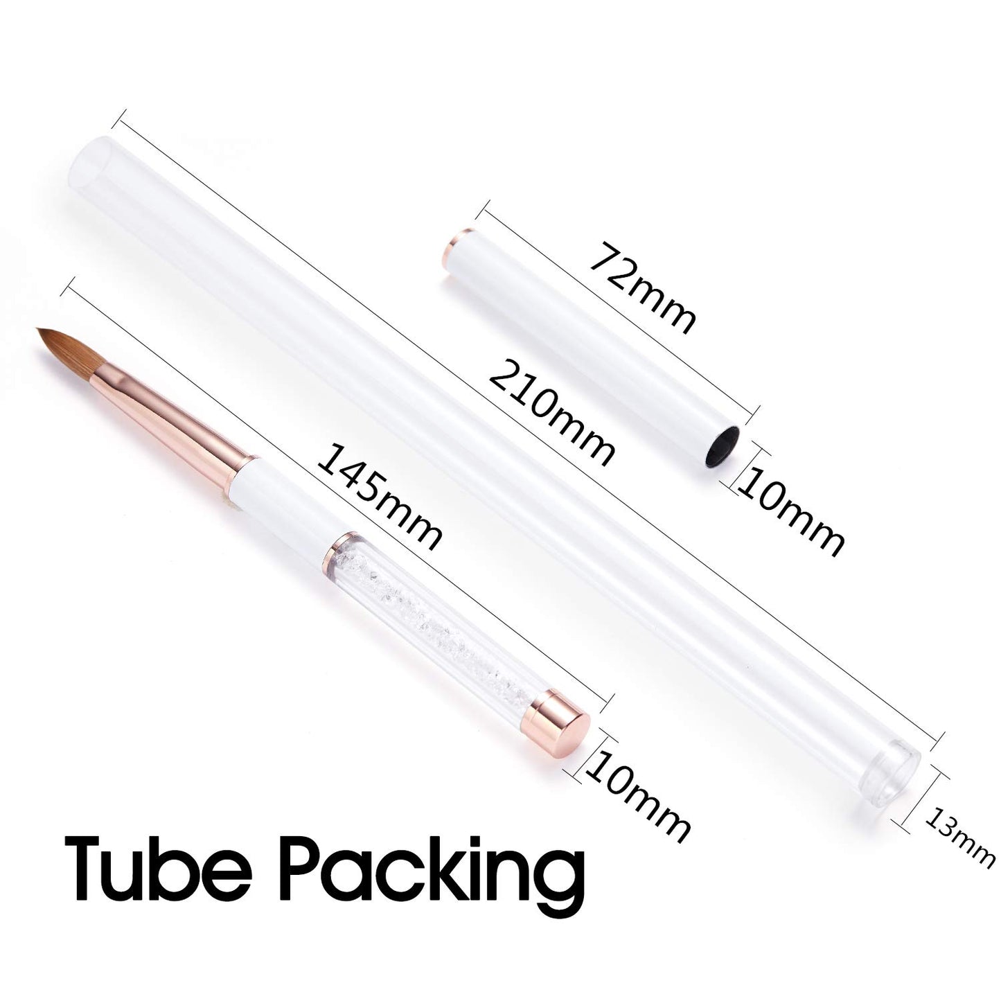 Shine Chance 2Pcs Acrylic Nail Art Brushes Size 8 10, 100% Pure Kolinsky Hair Oval Nail Brush for Acrylic Application, Professional Nail Extension Manicure Tool Striping Nail Drawing Pen for Home