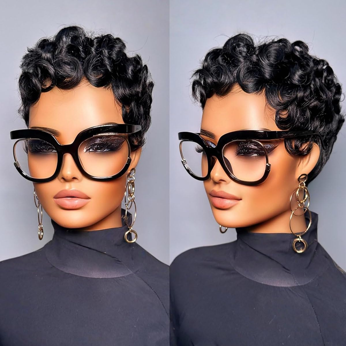 Jgzpfo Pixie Cut Wig Human Hair for Black Women Short Pixie Cut Wigs Natural Looking 100% Real Human Hair Wigs Glueless Full Machine Made Wigs for Black Women (C-025 1B)