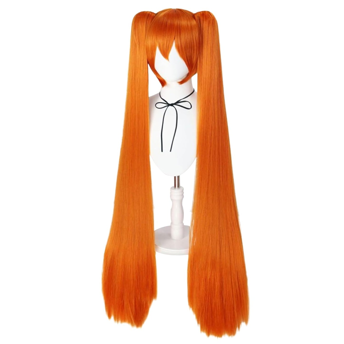 Long Double Clip Ponytail Wig for Women - Vibrant Orange Cosplay Hair