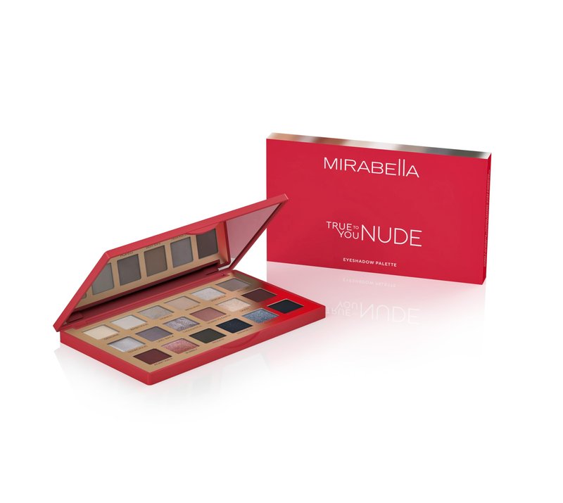 Mirabella - True To You Neutral Eye Makeup Palette, 17 Matte & Shimmer Neutral Eyeshadow Palette, Talc-Free Eyeshadow with 1 Primer Included, Highly Pigmented Eye Makeup, Nude