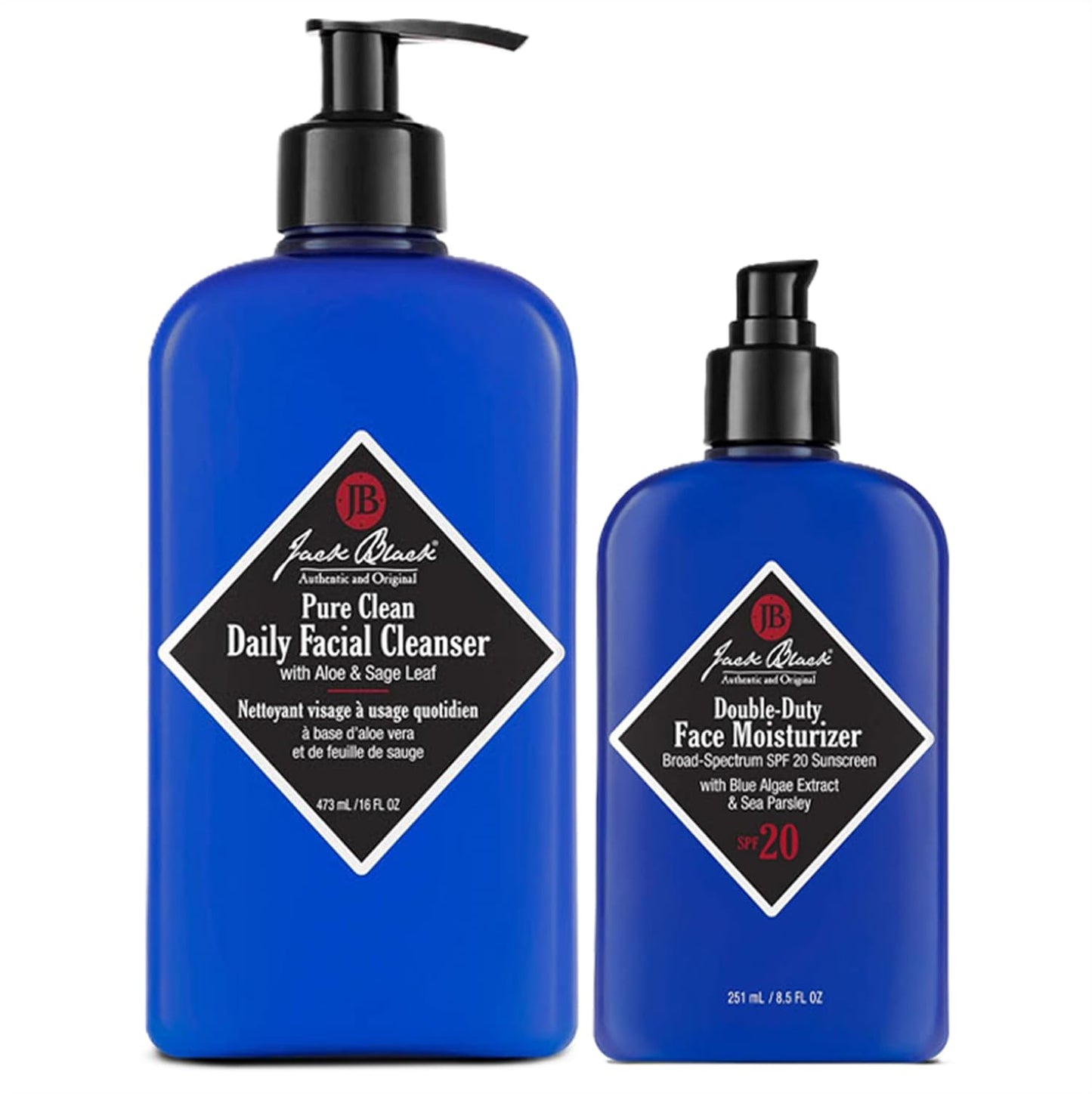 Jack Black Double-Duty Face Moisturizer, 8.5 fl oz and Pure Clean Daily Facial Cleanser, 16 fl oz Set