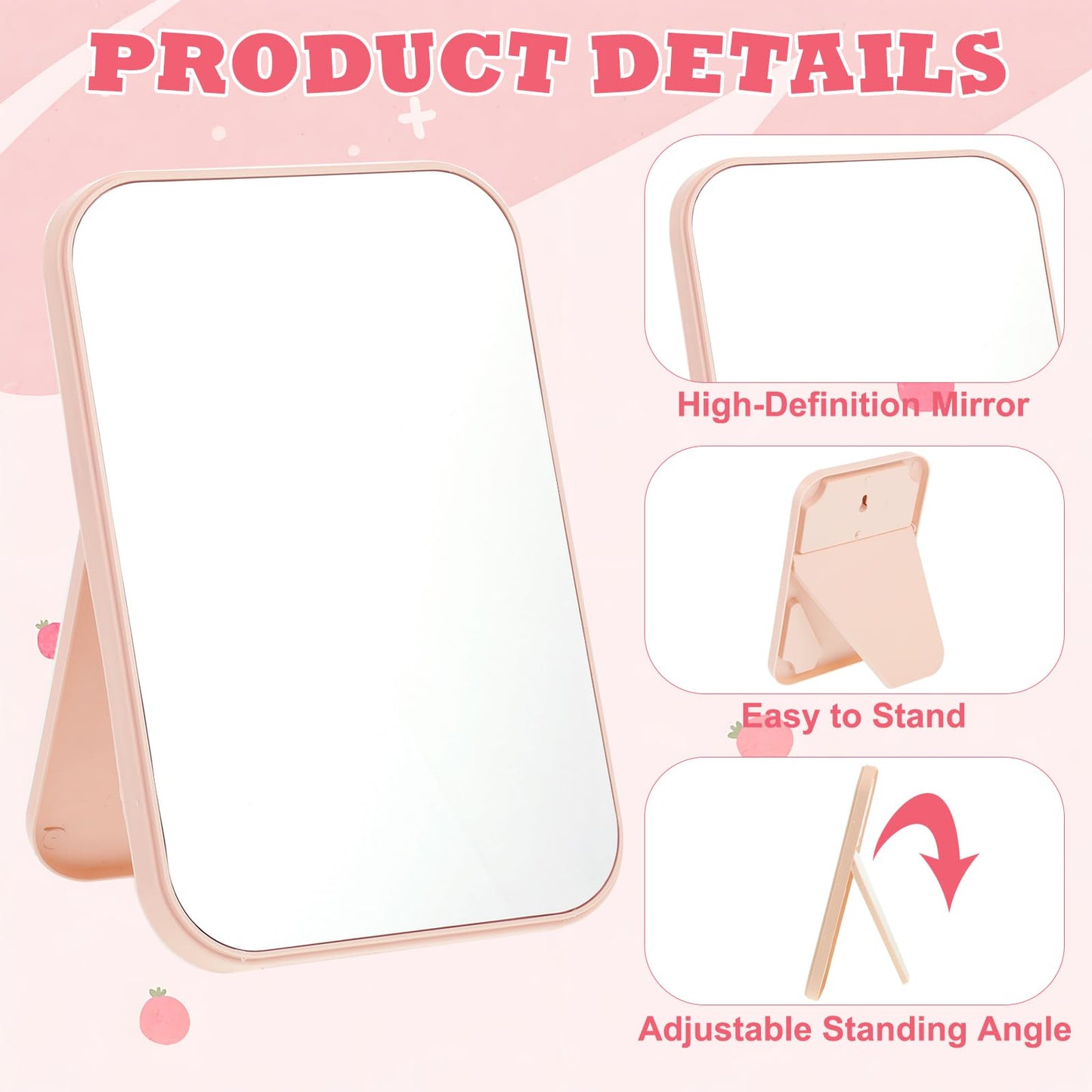 Rainmae 12 Pcs Spa Party Mirrors Spa Party Supplies for Girls, Pink Sleepover Accessory Favors Makeup Mirror for Sleepover Slumber Birthday Favors Gift