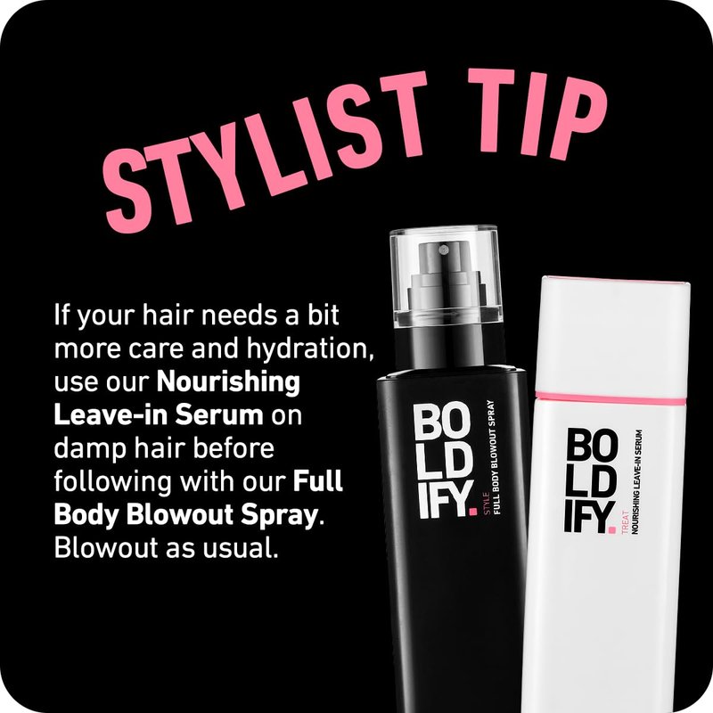 Boldify Full Body Volumizing Hair Spray - Mega-Volume - Blowout Heat Protection Spray with Thickening and Blow Dry Formula for Fine, Thin Hair - For Women & Men