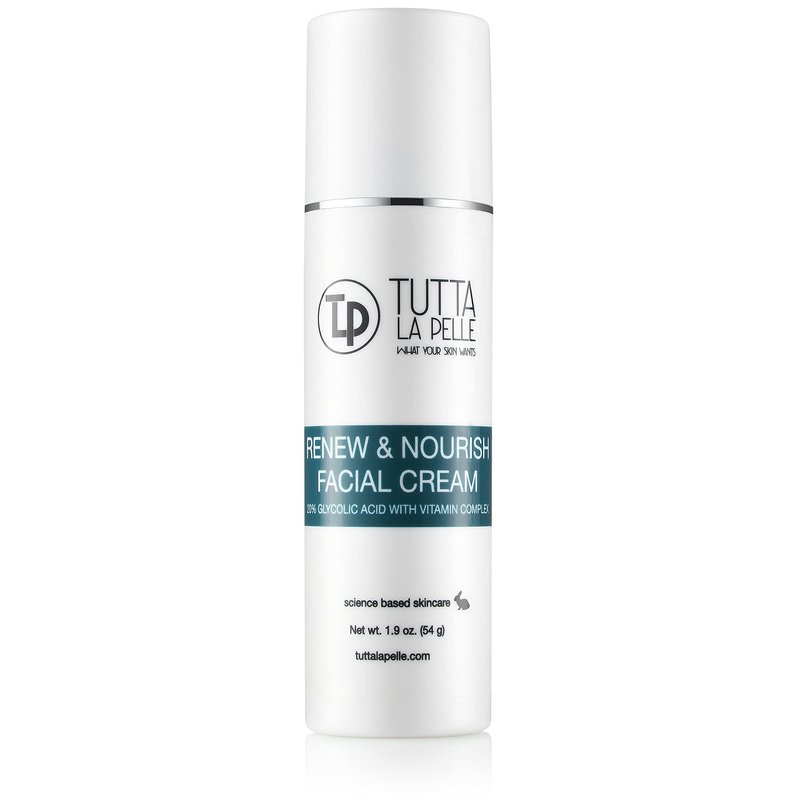 Glycolic Acid Cream 20% AHA Facial Cream, Vitamin Complex – Acne Cream, q10 Anti Aging wrinkle cream, KP - Keratosis pilaris / Fine Line Cream - Day and Night Cream - Oil Free - Renew & Nourish 1.9 oz