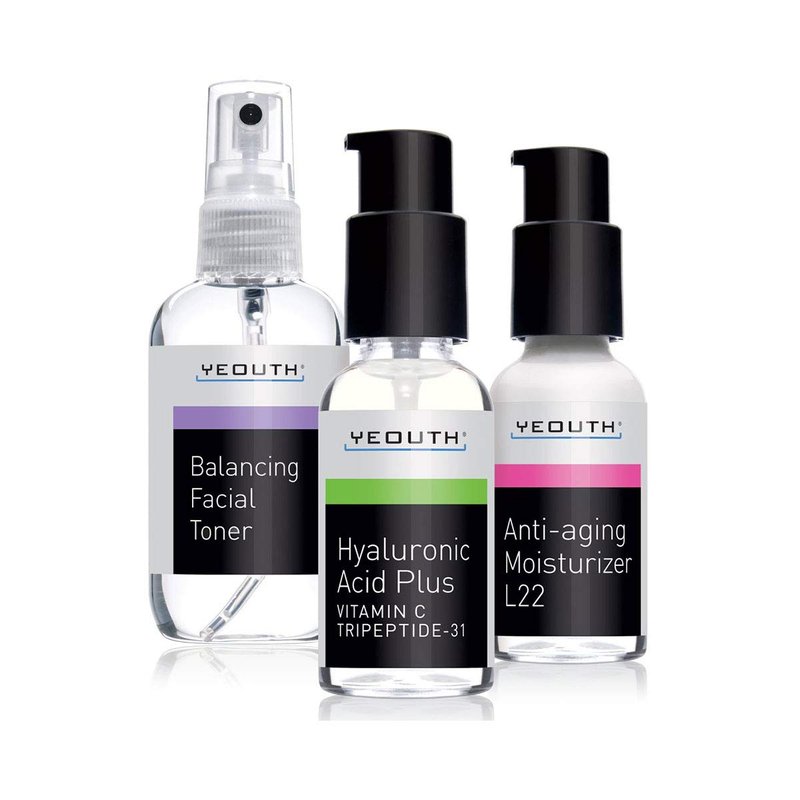 YEOUTH Skin Care Set | Hyaluronic Acid Serum with Vitamin C | Face Toner | Face Moisturizer | Skincare Kit for Hydrating and Smooth Looking Skin | Facial Gift Set 3-Piece