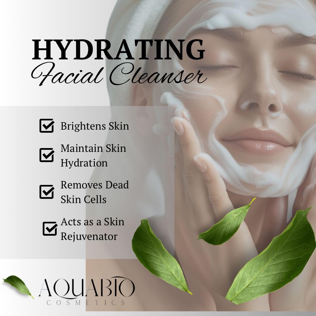 AquaBio Face Cleansing Foam Wash Natural, Clean & Gentle Hydrating Detox for All Skin Types, Vegan & Cruelty-Free with Fruit & Botanical Extracts, Peptide Enriched, Non-Toxic, Paraben-Free, Unisex