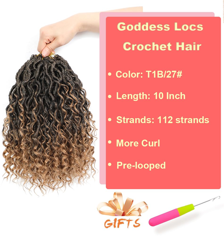 Goddess Locs Crochet Hair - 10 Inch Ombre Blonde Boho Style | Pre-Looped with Curly Ends