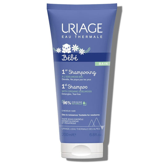 Uriage Baby 1St Shampoo With Organic Edelweiss, Leaves Hair Soft & Supple, Respects Balance Of Baby'S Scalp, Tear-Free, Soap-Free & Biodegradable Formula, 96% Igredients Of Natural Origin