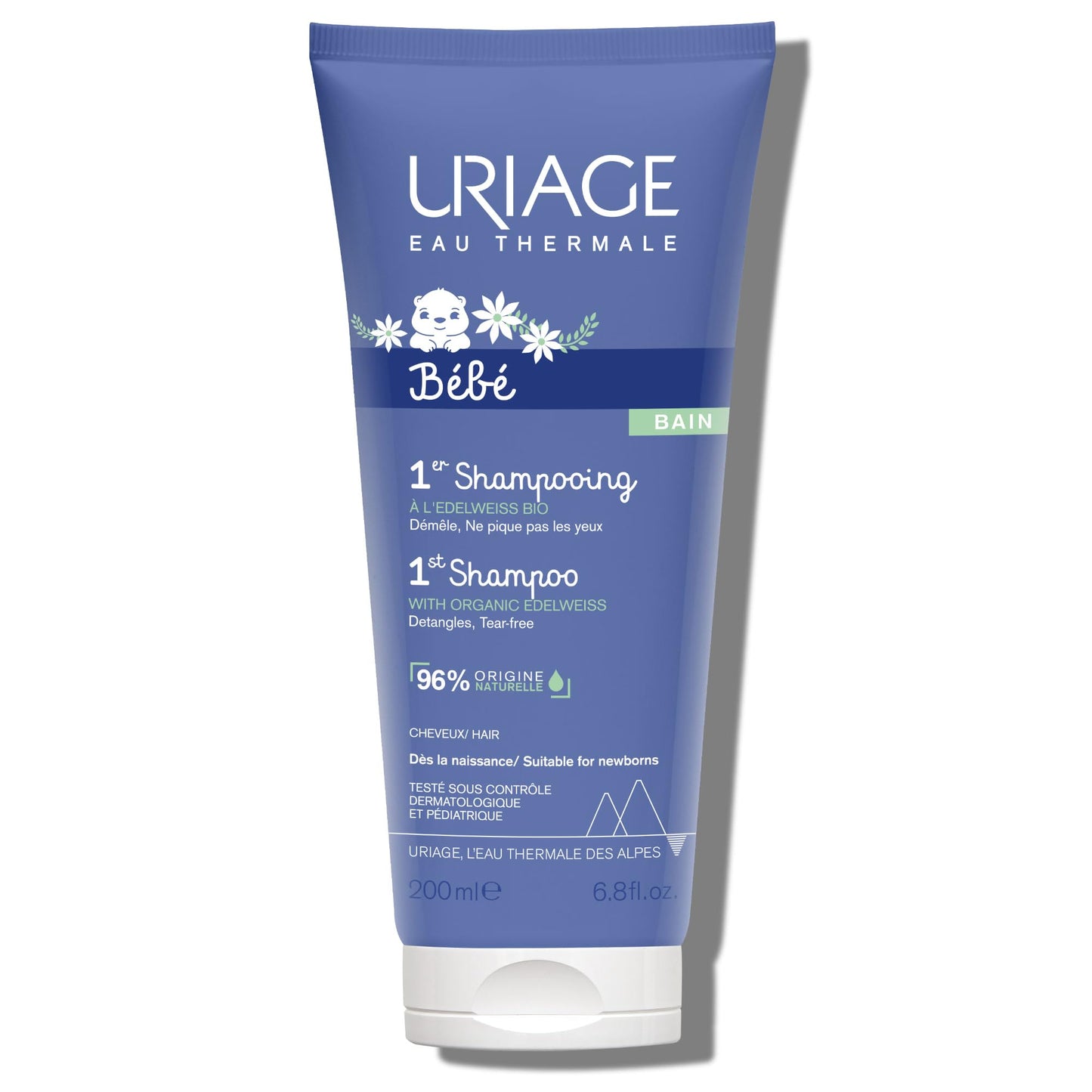 Uriage Baby 1St Shampoo With Organic Edelweiss, Leaves Hair Soft & Supple, Respects Balance Of Baby'S Scalp, Tear-Free, Soap-Free & Biodegradable Formula, 96% Igredients Of Natural Origin
