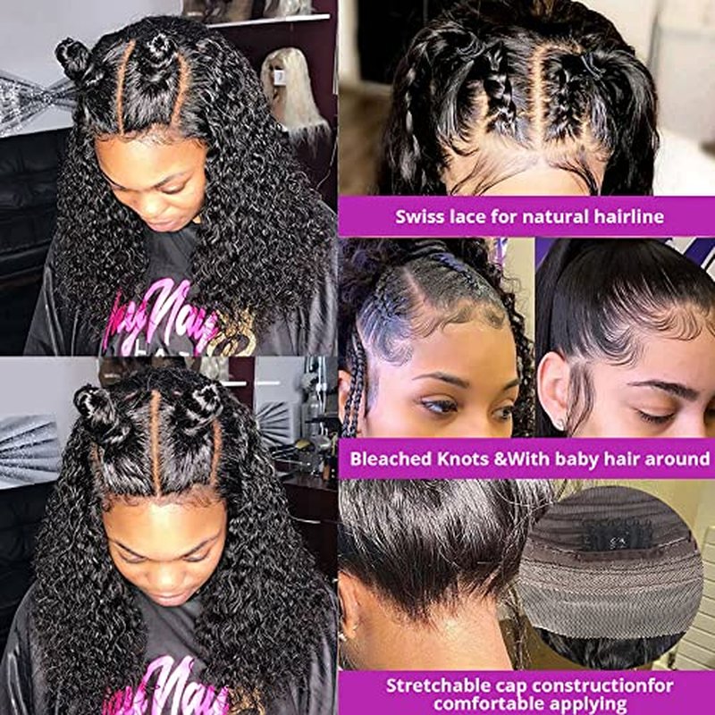 Venice Hair 13x6 Lace Front Human Hair Wigs for Black Women Virgin Curly Human Hair Wigs Short Lace Frontal Wig Pre Plucked with Baby Hair (12inch, 150% density)