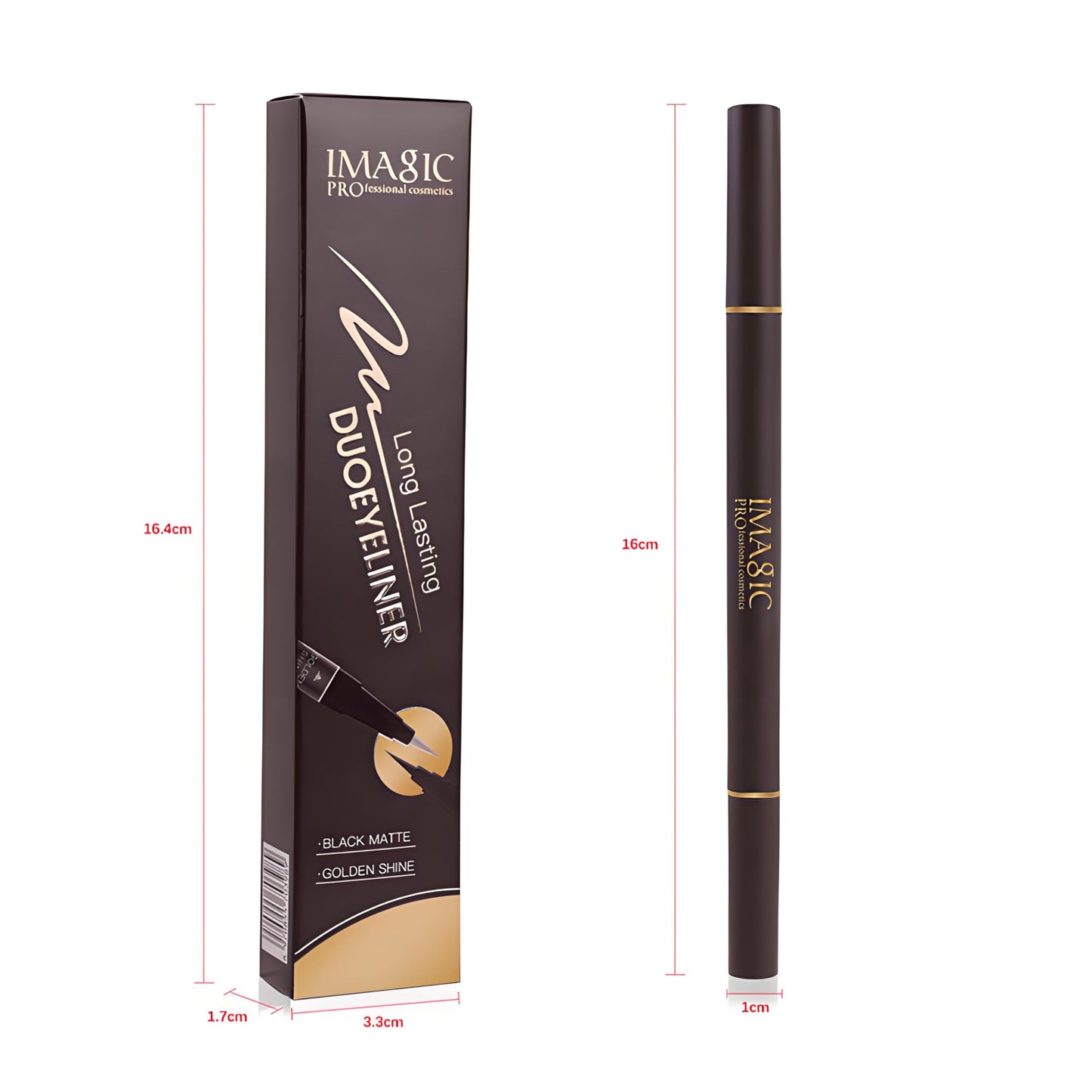 Wismee Double Head Eyeliner Pen, Waterproof Liquid Eyeliner, Long-Lasting, High-Pigmented Liner, Vegan & Cruelty-Free, Black & Gold