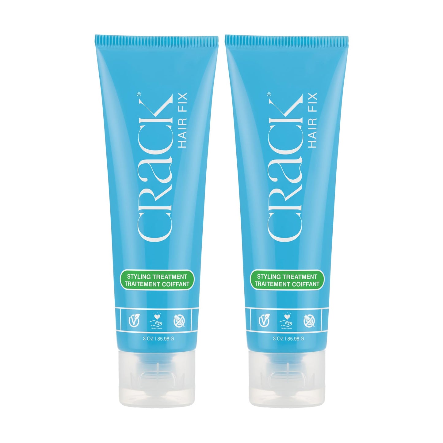 Crack Hair Fix Air Dry Cream - Multi-Tasking, Anti-Frizz, Leave-In Styling Balm with Protection from Humidity, Chlorine, Heat Treatments & Sun, 3 oz, PACK OF TWO