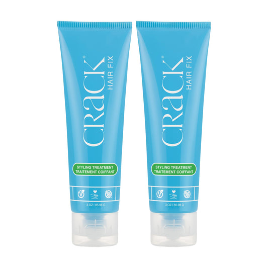 Crack Hair Fix Air Dry Cream - Multi-Tasking, Anti-Frizz, Leave-In Styling Balm with Protection from Humidity, Chlorine, Heat Treatments & Sun, 3 oz, PACK OF TWO