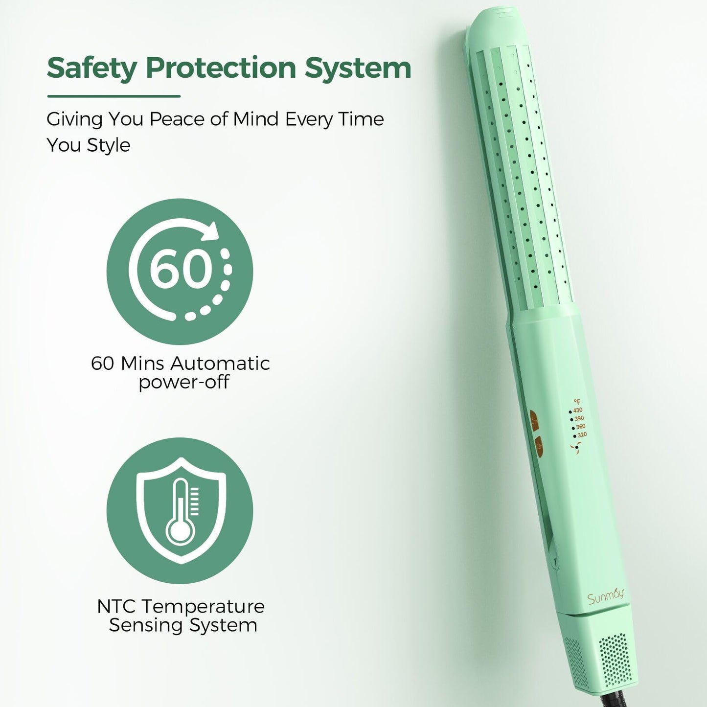 SUNMAY 360°Airflow Hair Straightener,0.95 Inch Titanium Straightener and Curler with Cooling Air Lock in Quick Style,Negative Ions Flat Iron Hair Straightener for Women,Dual Voltage,Auto Shut Off