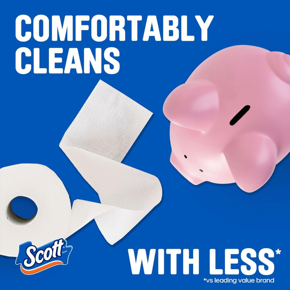 Scott ComfortPlus Toilet Paper - 12 Triple Rolls | 231 Sheets per Roll, Septic-Safe 1-Ply