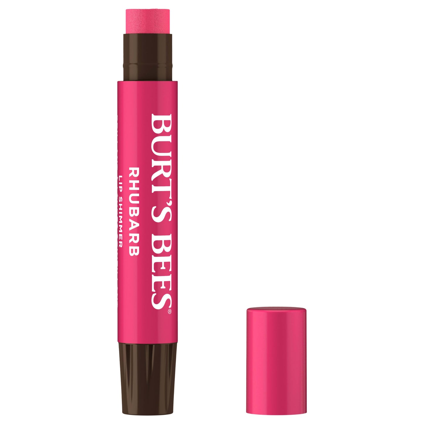 Burt's Bees Shimmer Lip Tint Stocking Stuffers Set, Tinted Lip Balm Stick, Moisturizing for All Day Hydration with Natural Glowy Pigmented Finish & Buildable Color, Rhubarb (1-Pack)