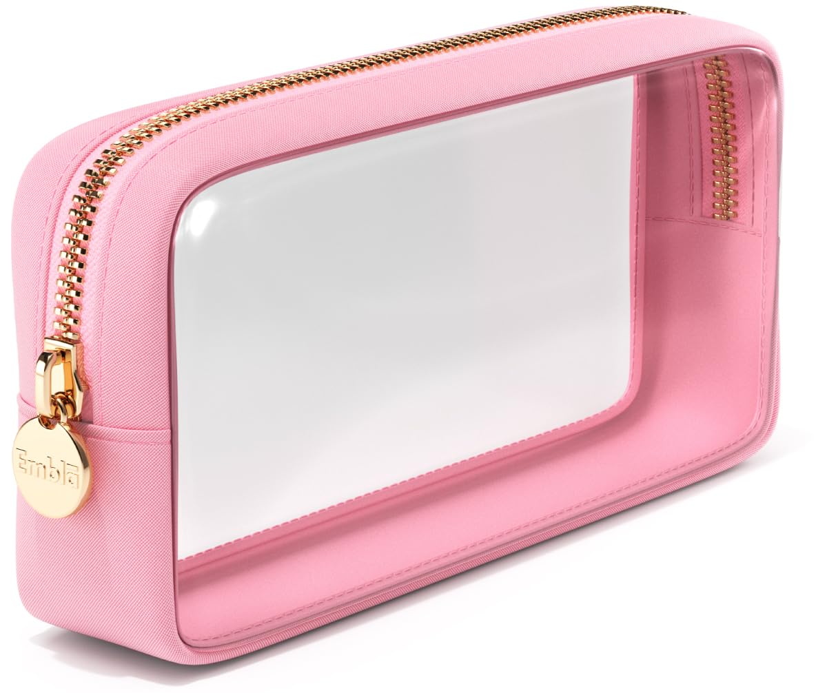 Clear Makeup Bag Zipper Pouch, Transparent Cosmetic Case Organizer, TSA Approved Travel Toiletry Case, Travel Accessories Essentials Makeup Tote for Women, Small Cute Make up Bag for Purse - Sand