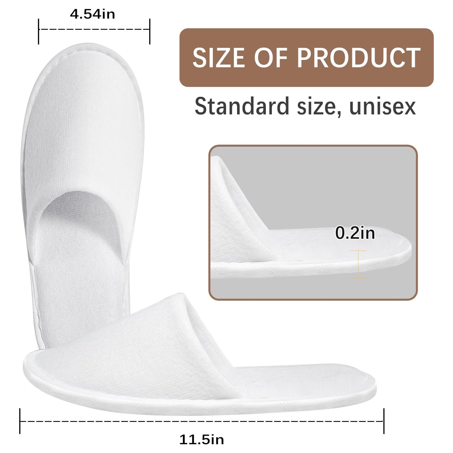 SENJUNSAFE 30Pairs Disposable Slippers For Guests Men's US 10/Women's US 11 Medium Applicable Spa Travel Hotel Slippers Disposable, Individually Wrapped Anti-Slip slippers In Bulk （White）
