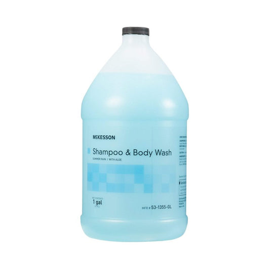 McKesson Body Wash and Shampoo - 1  Gallon Bulk Refill Full Body Wash with Aloe, Summer Rain Scent - Sensitive Skin & Hair 2‑in‑1