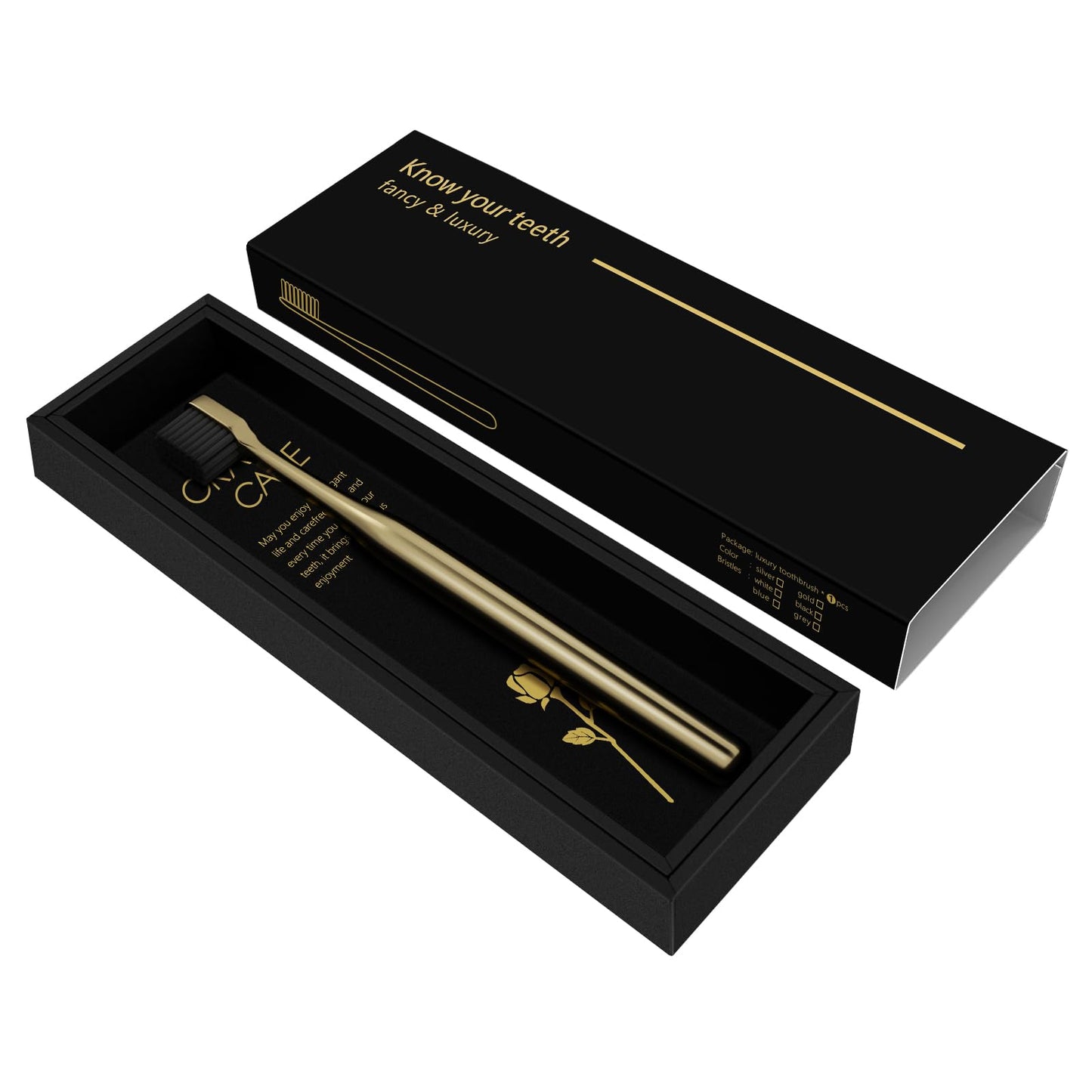 Z-VAPRESS Gold Color Toothbrush Soft Bristles Fancy Toothbrush Home Hospitality Travel Toothbrushes Luxury Gold Color Manual Toothbrushes