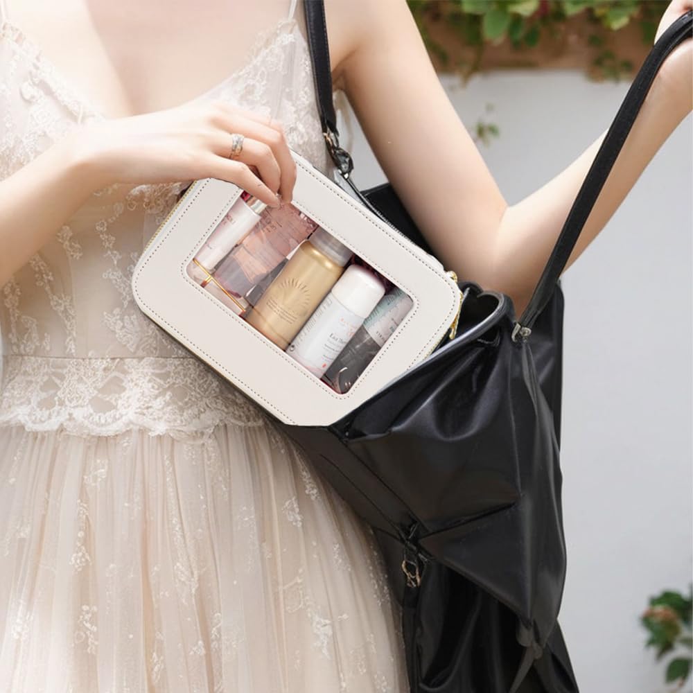 FFpaw Clear Makeup Bag Set, Travel Makeup Case Clear Cosmetic Travel Bag Small Makeup Organizer Mini Make Up Pouch for Purse Waterproof Toiletry Bag Portable Car Essentials Car Organizer