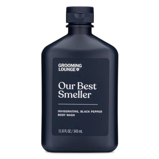 Grooming Lounge Our Best Smeller Body Wash - Moisturizing, Clarifying Foaming Shower Scrub - Fresh, Classic, Suave Fragrance of Acai, Aloe Vera, Seaweed, and Black Pepper - Dry Skin Defense - 11.5 oz