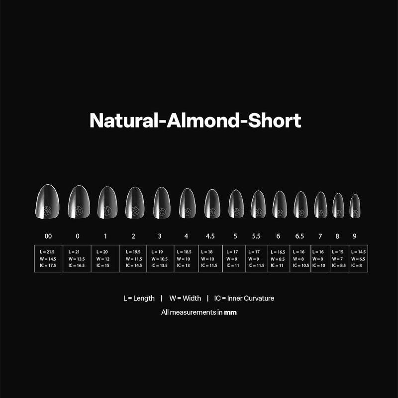 Aprés Gel-X® Almond Nail Tips - 280 Soft Tips in 14 Sizes 00-9 | Natural Almond Short