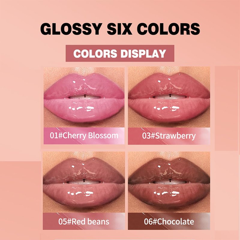 Pakivs 4 Colors Jelly Tinted Lip Serum Gloss,Hydrating Nourishing Lip Plumping,Long-Lasting Moisturizing with Polypeptide,Non-Sticky Glossy Lip Glaze Makeup