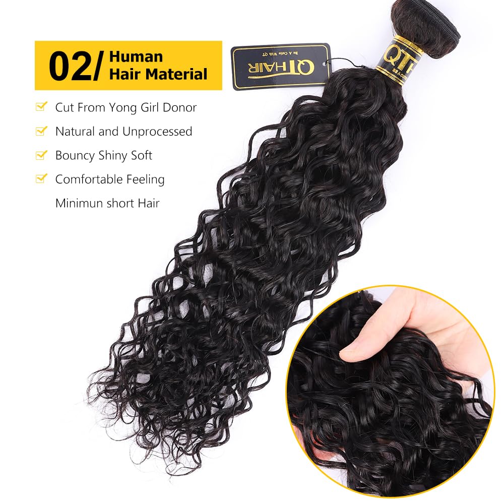 QTHAIR 18A Water Wave Human Hair Bundles Brazilian Virgin Water Wave Curly Human Hair 1 Bundle 100g Unprocessed Human Hair Extension for Black Women