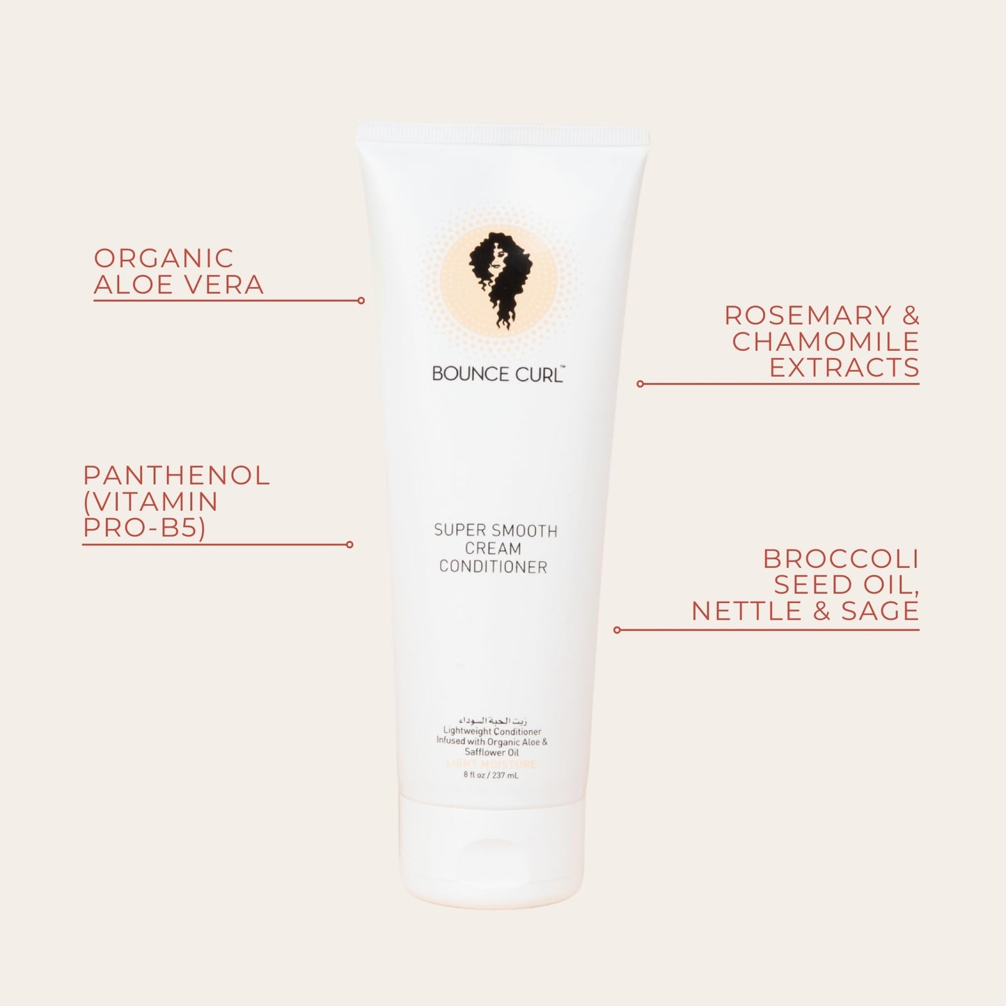 Bounce Curl Moisturizing Detangling Conditioner for Fine and Medium Curly Hair, Aloe and Black Seed Oil, Color Safe, Silicone Free, Vegan, 8 oz