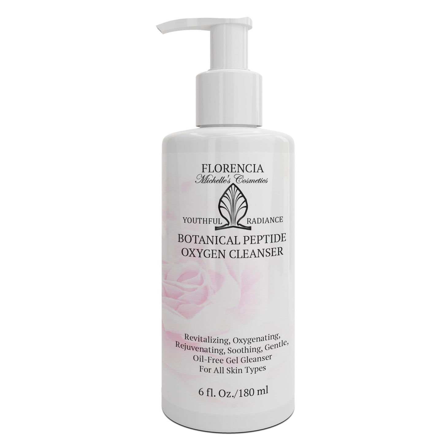 Florencia Botanical Peptide Oxygen Cleanser – Oil-Free Foaming Gel Face Wash with Glycoproteins, Algae & Botanical Extracts, Gentle Revitalizing Daily Facial Cleanser for All Skin Types, 6 Oz