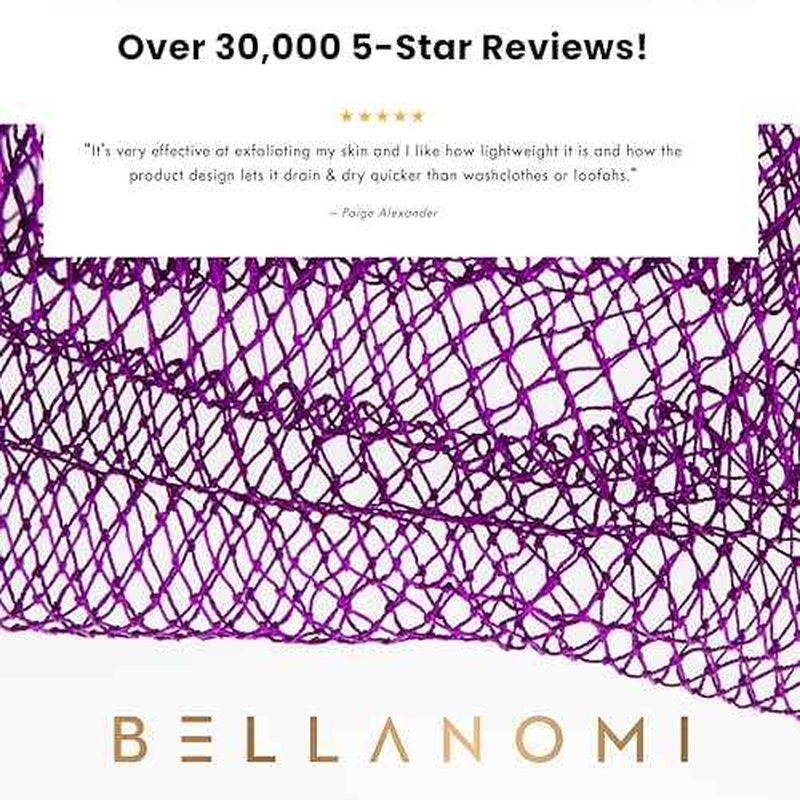 Bellanomi African Exfoliating Net Sponge, Authentic, Ethically sourced from Nigeria, 45 inches Long, Back Scrubber for Daily use (Indigo)