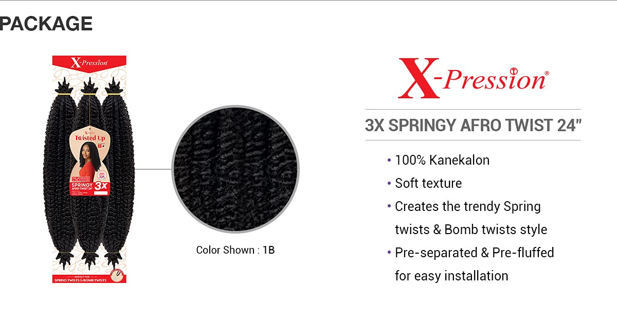 Outre Crochet Braids X-Pression Twisted Up 3X Springy Afro Twist 24" (3-pack, 1)