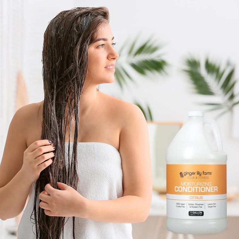 Ginger Lily Farms Club & Fitness Moisturizing Conditioner for Dry Hair, 100% Vegan & Cruelty-Free, Citrus Scent, 1 Gallon (128 fl oz) Refill