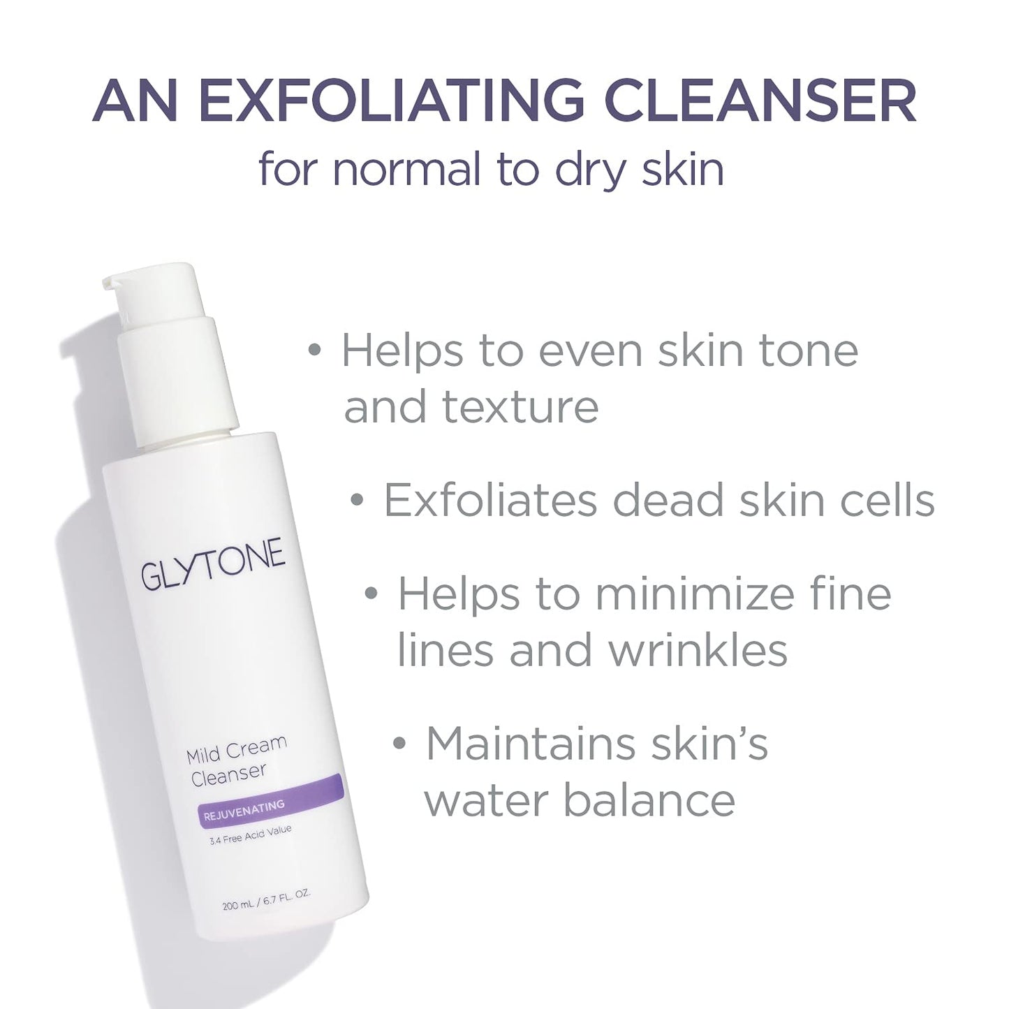Glytone Mild Cream Cleanser | Exfoliate & Moisturize with 3.4 Free Acid Value Glycolic Acid & Glycerin | Face Wash for Women Removes Makeup & Oil | Face Cleanser for Dry Skin | 13.5 Fl oz.