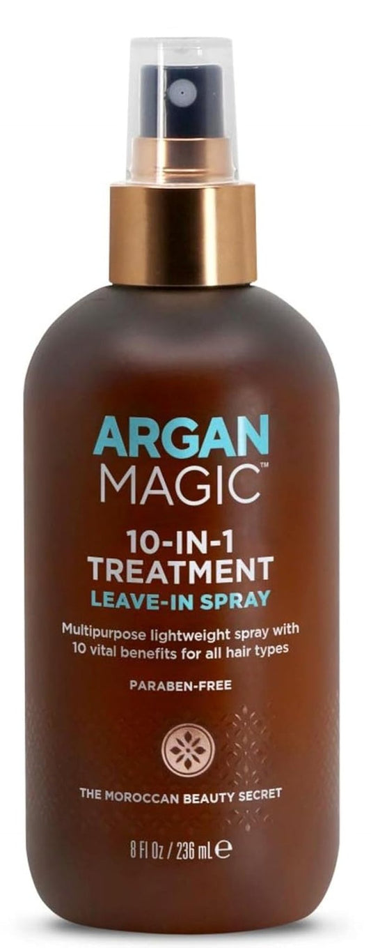 Argan Magic 10-in-1 Hair Treatment Spray - Multipurpose Leave-In for All Hair Types | Paraben-Free, 8 oz