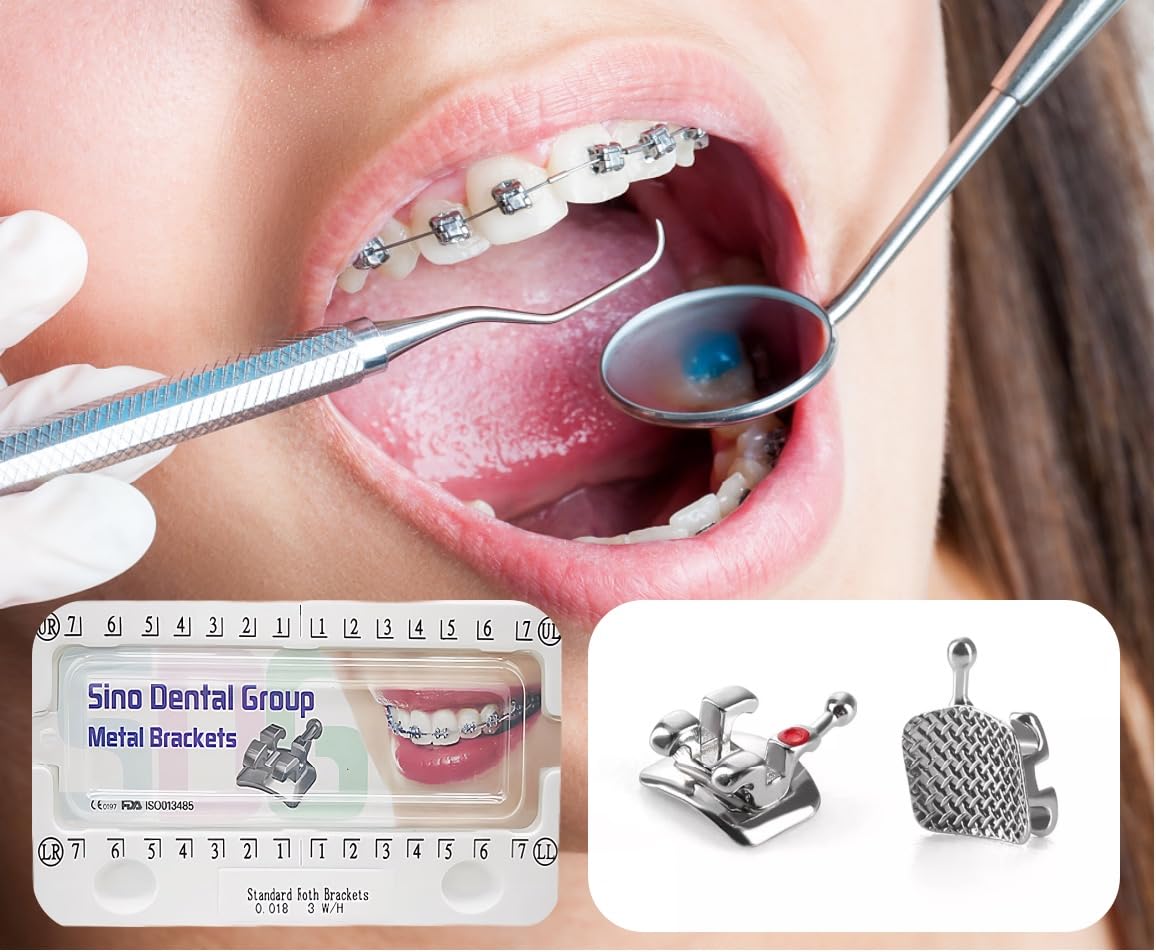 Braces Kit - 200pcs/Box Bondable Metal Brackets For Teeth 0.022 Slot With 3 Hook (Standard MBT)