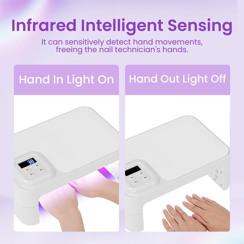 ESUOHYM 180W UV LED Nail Curing Lamp with Auto Sensor & 4 Timer Settings, Professional Gel Nail Dryer Light with Arm Rest, Fast Drying for Gel Polish, Press on Nails, Salon & Home Use
