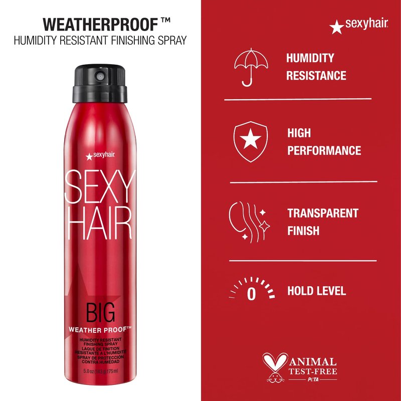 SexyHair Big Weather Proof Humidity Resistant Finishing Spray, 5 Oz | Humidity Resistance | Helps Smooth Out Frizz | All Hair Types